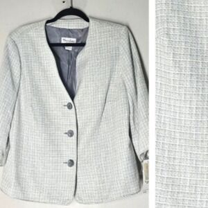 Tanjay Petites 12P Textured Blazer Jacket NWT 3/4 Sleeve Open Neck Career Work